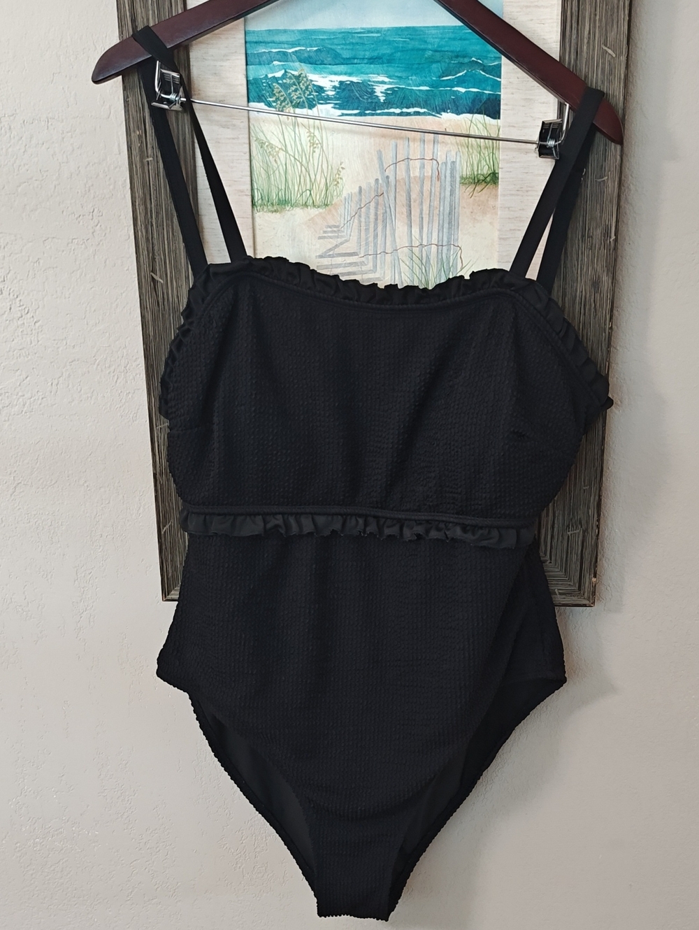 Women's Black Ruffle One-Piece Swimsuit - 2XL